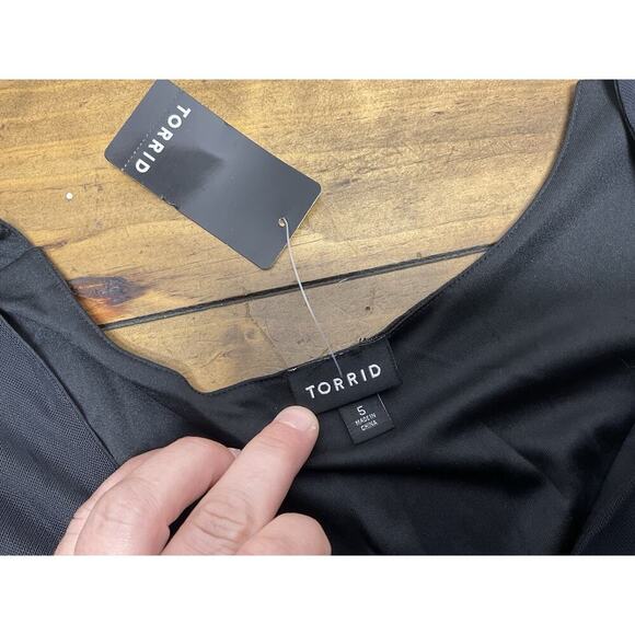 Torrid Black Mesh Surplice Flutter Sleeve Babydoll Top Plus Size 5X - Picture 5 of 9